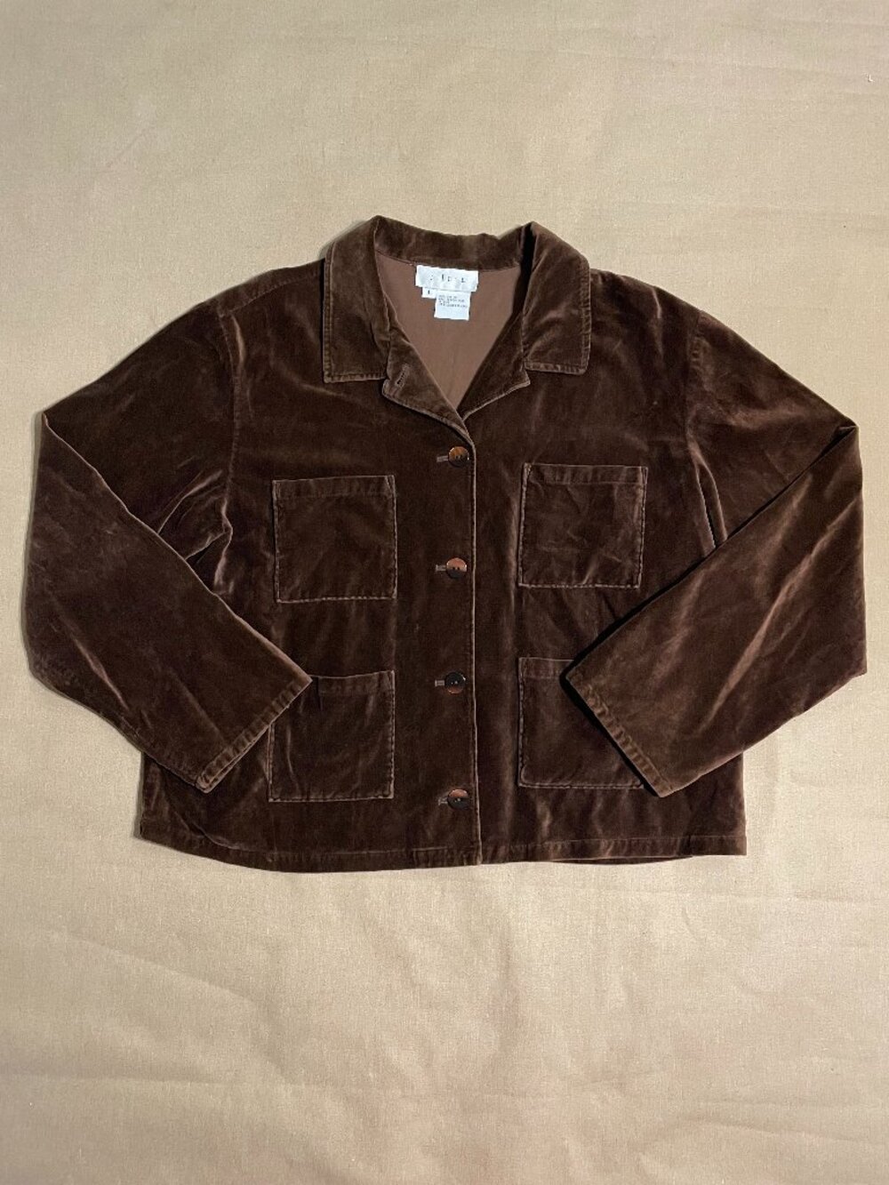 Vintage 1990s J. Jill Jacket Brown Velvet Size L Retro Coastal Cowgirl Layers